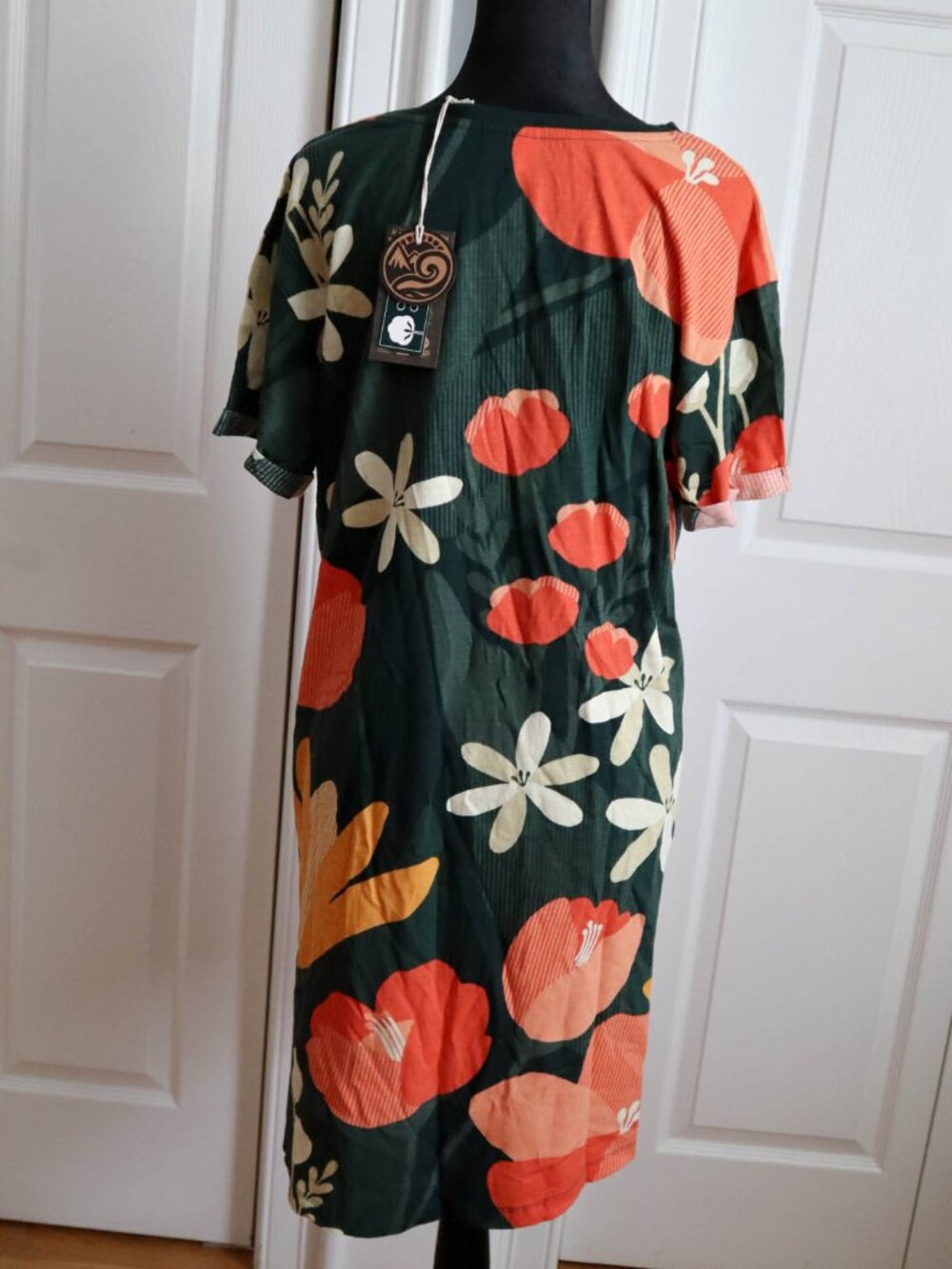 Happy Earth 100% Organic Cotton T-Shirt Dress Finley Paradise Sz XL Fair Trade - Picture 6 of 8